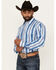 Image #2 - Wrangler Men's Checotah Southwestern Print Long Sleeve Snap Western Shirt, Blue, hi-res