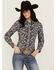Image #1 - Cowgirl Hardware Women's Paisley Print Long Sleeve Snap Western Shirt , Black, hi-res