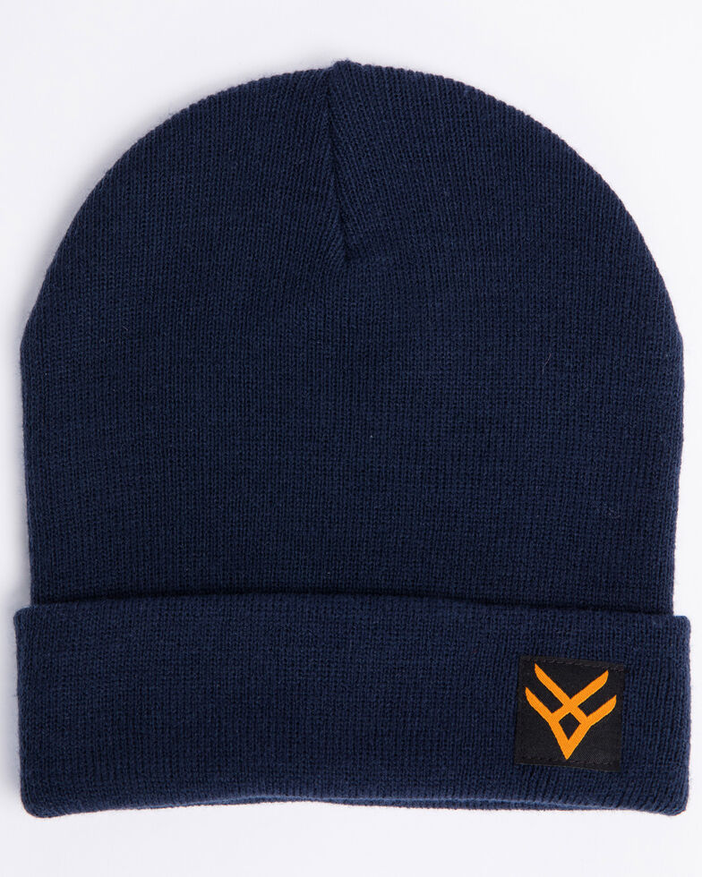 Hawx® Men's Navy Side Logo Beanie, Navy, hi-res