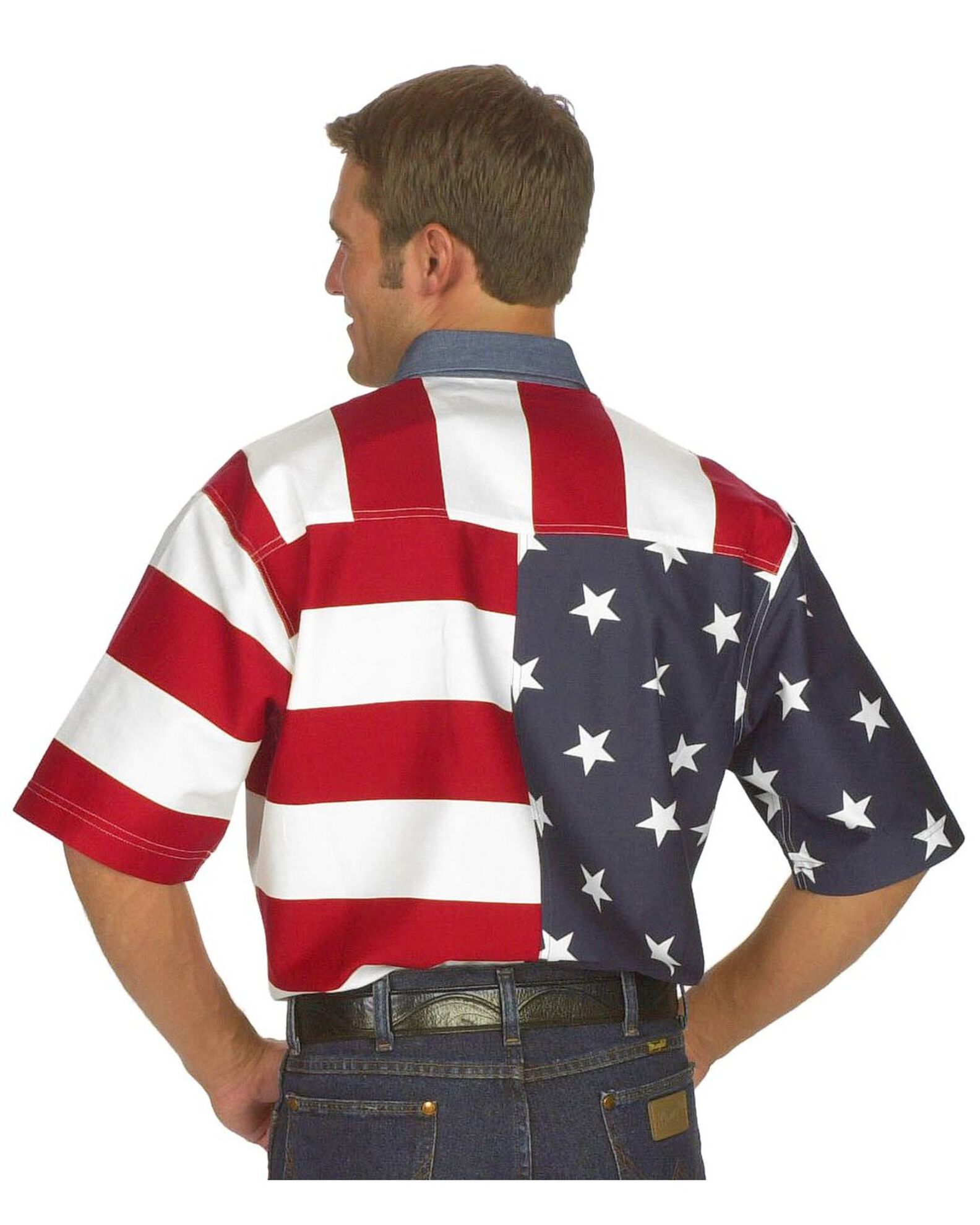 Image #2 - Roper Flag Print Shirt, White, hi-res