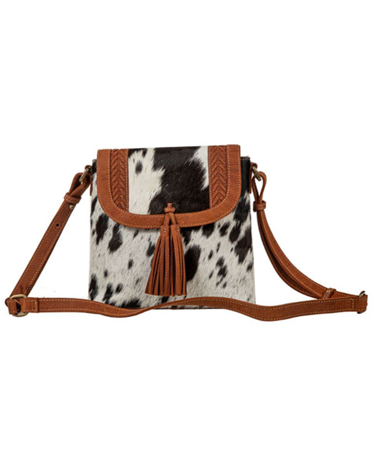 Image #1 - Myra Bag Women's Westward Tasseled Leather Hair-On Crossbody Bag, Multi, hi-res