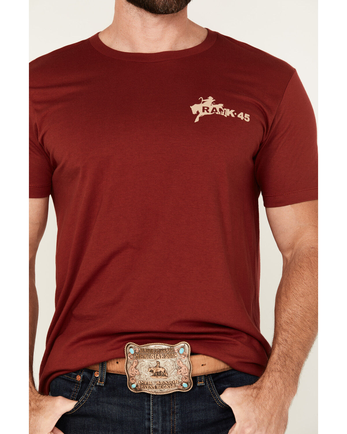 Image #3 - RANK 45® Men's Rodeo Revival Short Sleeve Graphic T-Shirt, Burgundy, hi-res