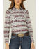 Image #2 - Panhandle Women's Southwestern Print Long Sleeve Button Down Shirt, Wine, hi-res