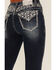 Image #2 - Grace In LA Women's Dark Wash Floral Paisley Embroidered Mid Rise Bootcut Stretch Denim Jeans, Dark Wash, hi-res