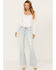 Image #1 - Shyanne Women's Agave Light Wash Mid Rise Destructed Stretch Flare Jeans , Light Wash, hi-res