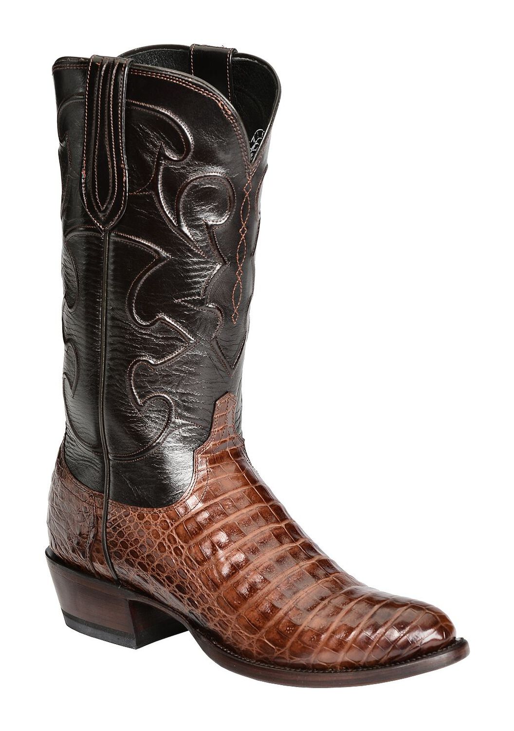 Image #1 - Lucchese Handmade 1883 Caiman Belly Cowboy Boots - Medium Toe, Sienna, hi-res