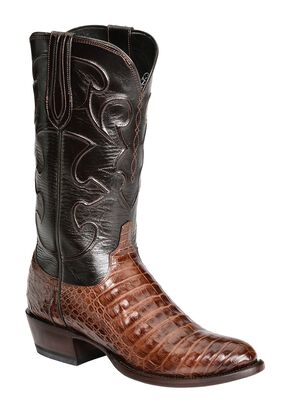 Cl1028.W8 Lucchese Mens Handmade Lance Smooth Ostrich Horseman Boot Square Toe