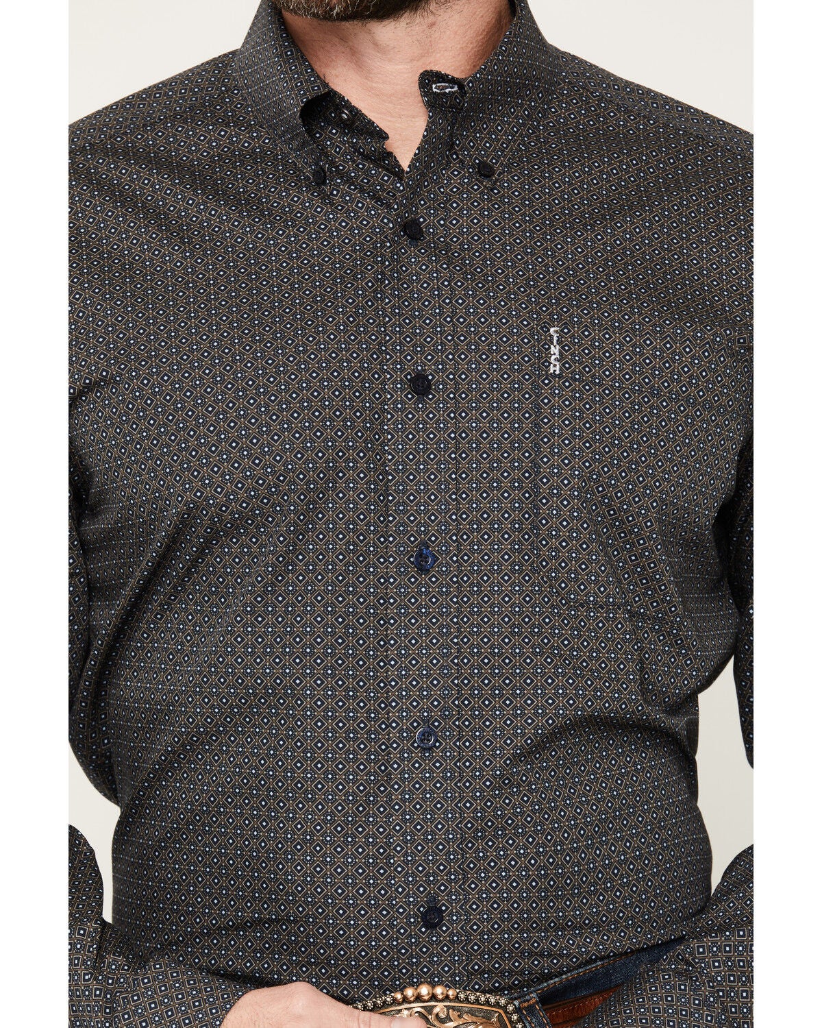 Image #3 - Cinch Men's Geo Print Long Sleeve Button-Down Stretch Western Shirt, Navy, hi-res