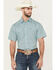 Image #1 - Rodeo Clothing Men's Geo Print Short Sleeve Pearl Snap Western Shirt, Aqua, hi-res