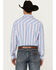 Image #4 - Wrangler 20X Men's Striped Print Long Sleeve Snap Stretch Western Shirt, Blue, hi-res