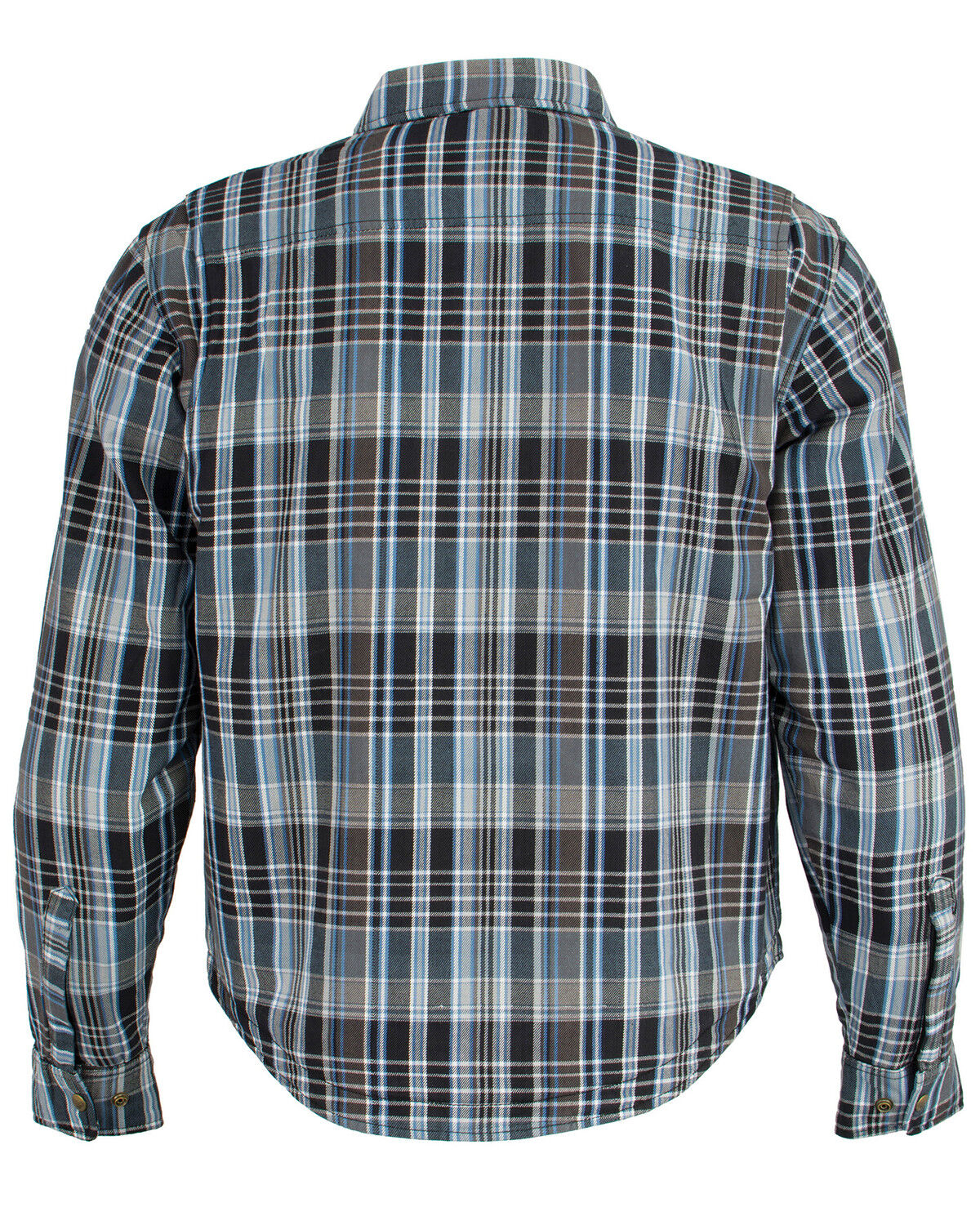 Image #3 - Milwaukee Performance Men's Aramid Reinforced Flannel Biker Shirt, Black/blue, hi-res