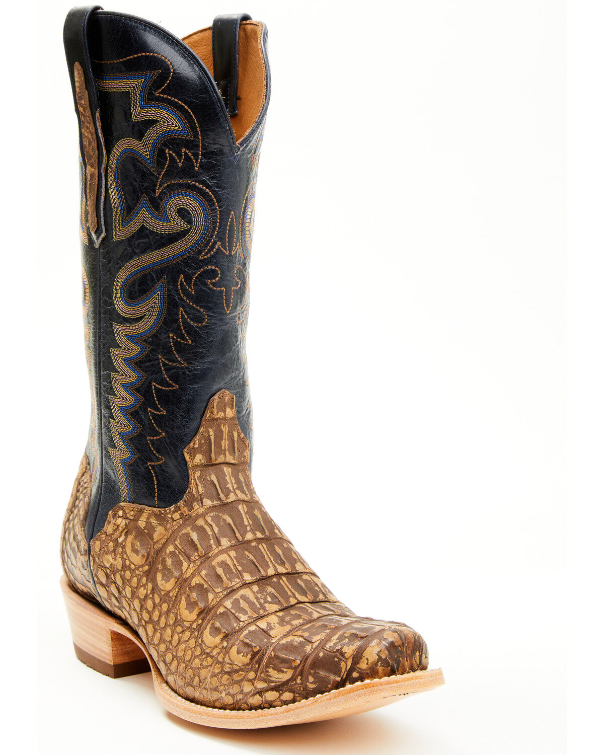 Image #1 - El Dorado Men's Exotic American Alligator Western Boots - Square Toe, Brown, hi-res