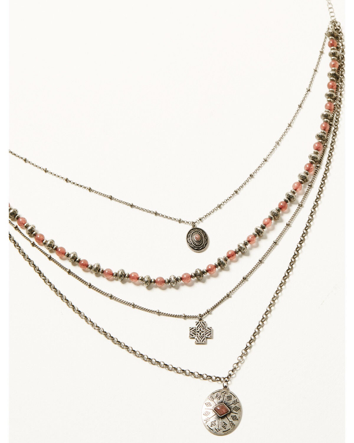 Image #1 - Shyanne Women's Strawberry Skies Layered Beaded Statement Necklace, Silver, hi-res