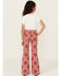 Image #3 - Panhandle Girls' Bandana Print Flare Stretch Denim Jeans, Red, hi-res