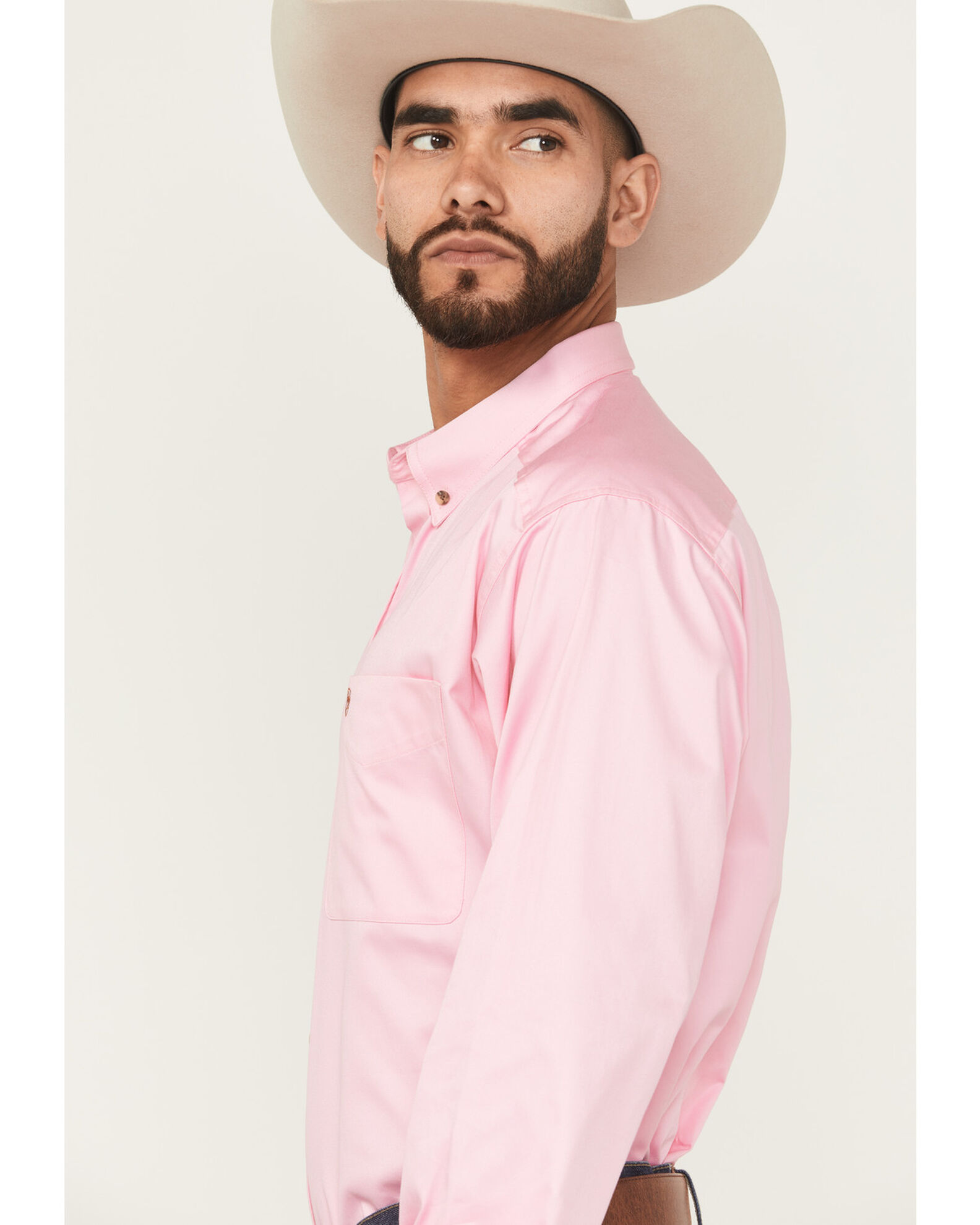 Image #2 - Ariat Men's Classic Fit Solid Twill Long Sleeve Button Down Western Shirt, Pink, hi-res