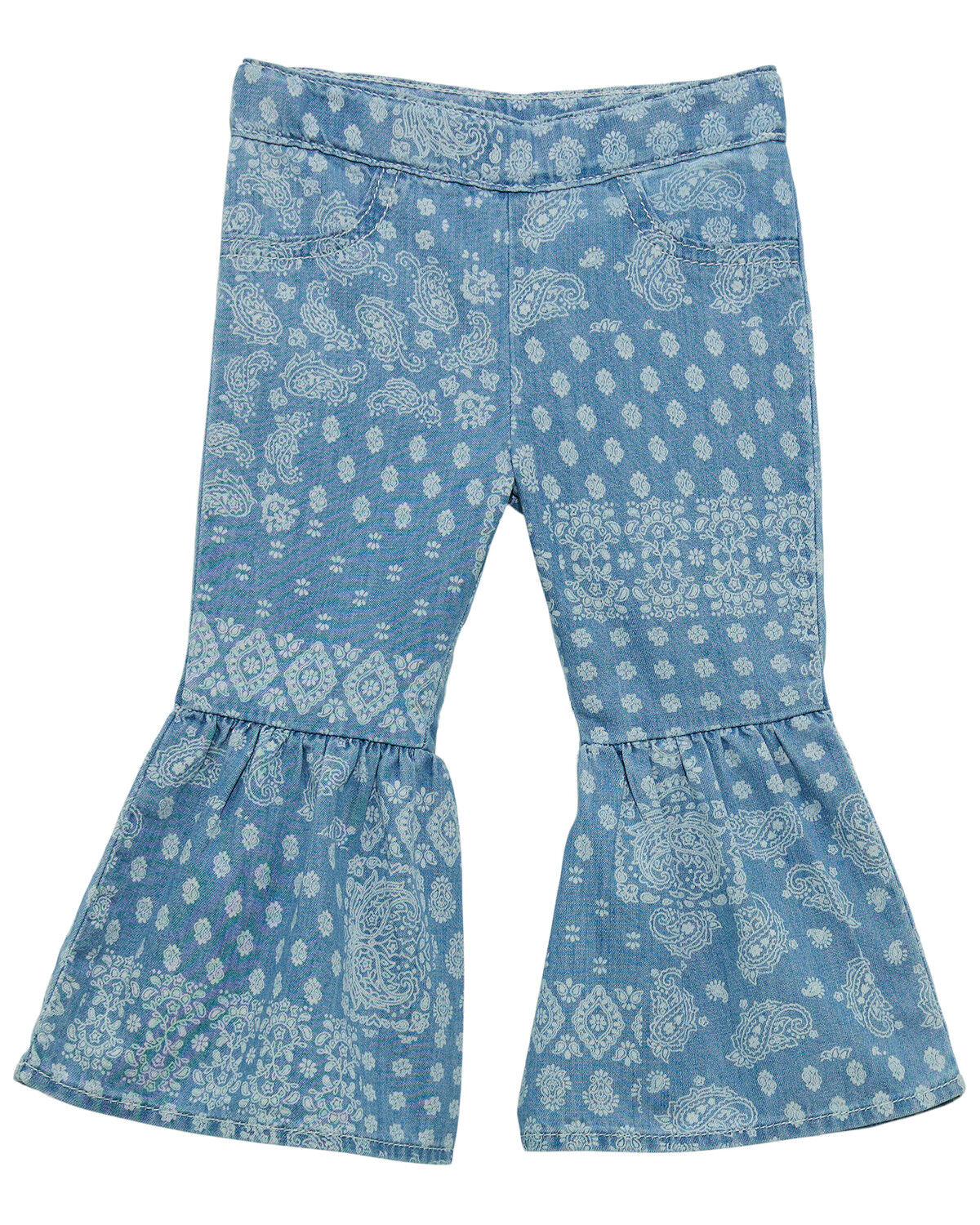 Image #1 - Wrangler Toddler Girls' Light Wash Bandana Print Flare Denim Jeans, Light Wash, hi-res