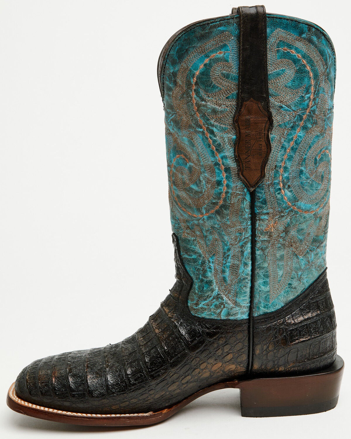 Image #3 - Tanner Mark Men's Caiman Print Western Boots - Broad Square Toe, Black, hi-res