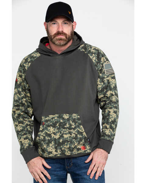 Image #1 - Ariat Men's FR Durastretch Camo Patriot Hoodie Work Sweatshirt - Big , Camouflage, hi-res