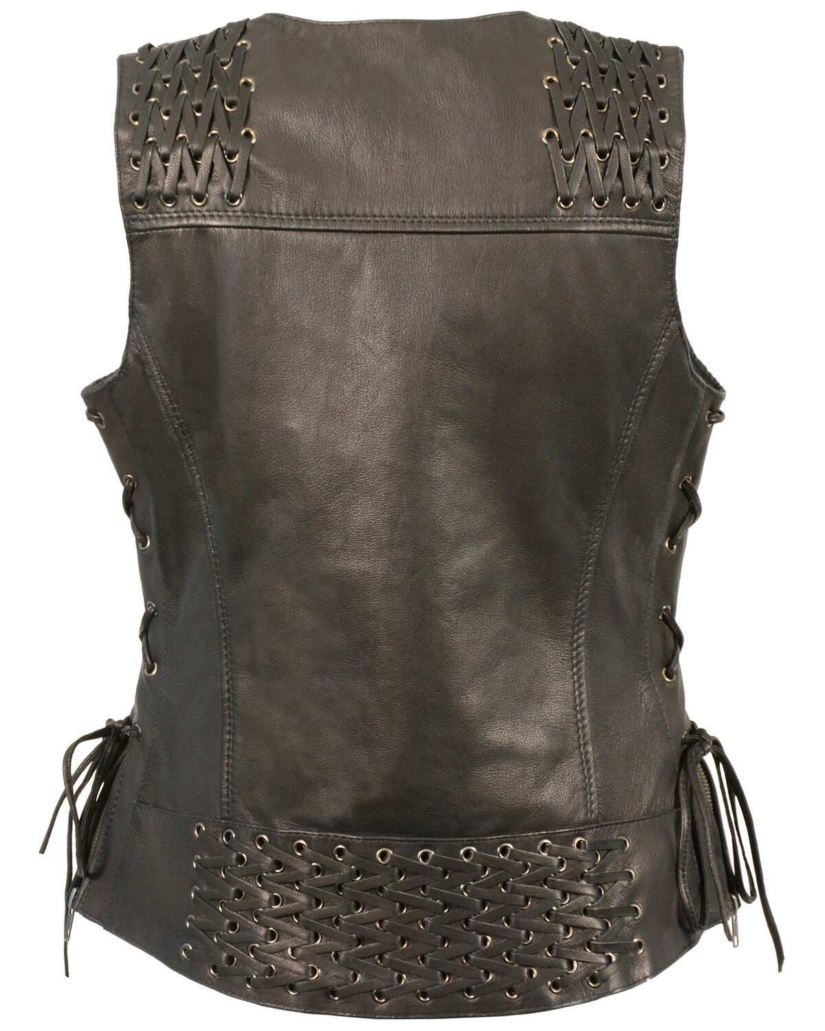 Image #2 - Milwaukee Leather Women's Lightweight Lace To Lace Snap Front Vest - 3X, Black, hi-res