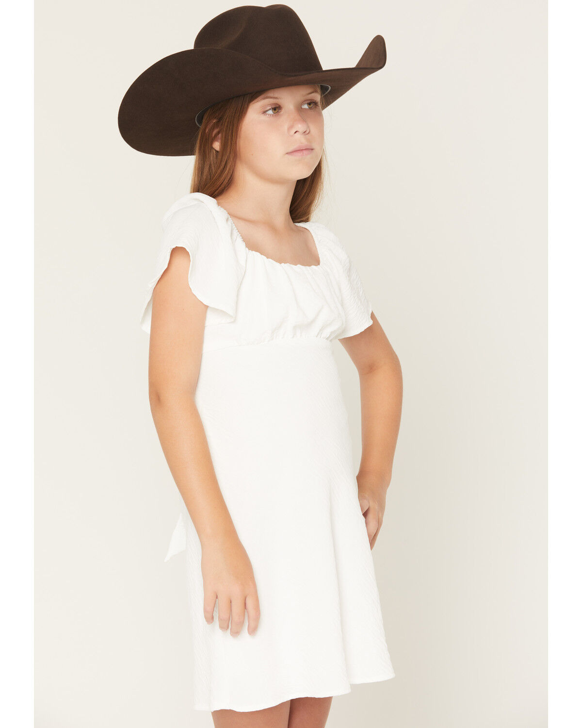 Image #2 - Originality Girls' Emma Tie Back Dress, White, hi-res