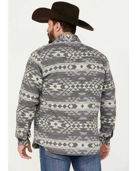 Image #4 - Wrangler Retro Men's Premium Southwestern Print Long Sleeve Snap Western Shirt, Grey, hi-res