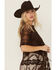 Image #2 - Shyanne Women's Embroidered Mesh Kimono, Dark Brown, hi-res