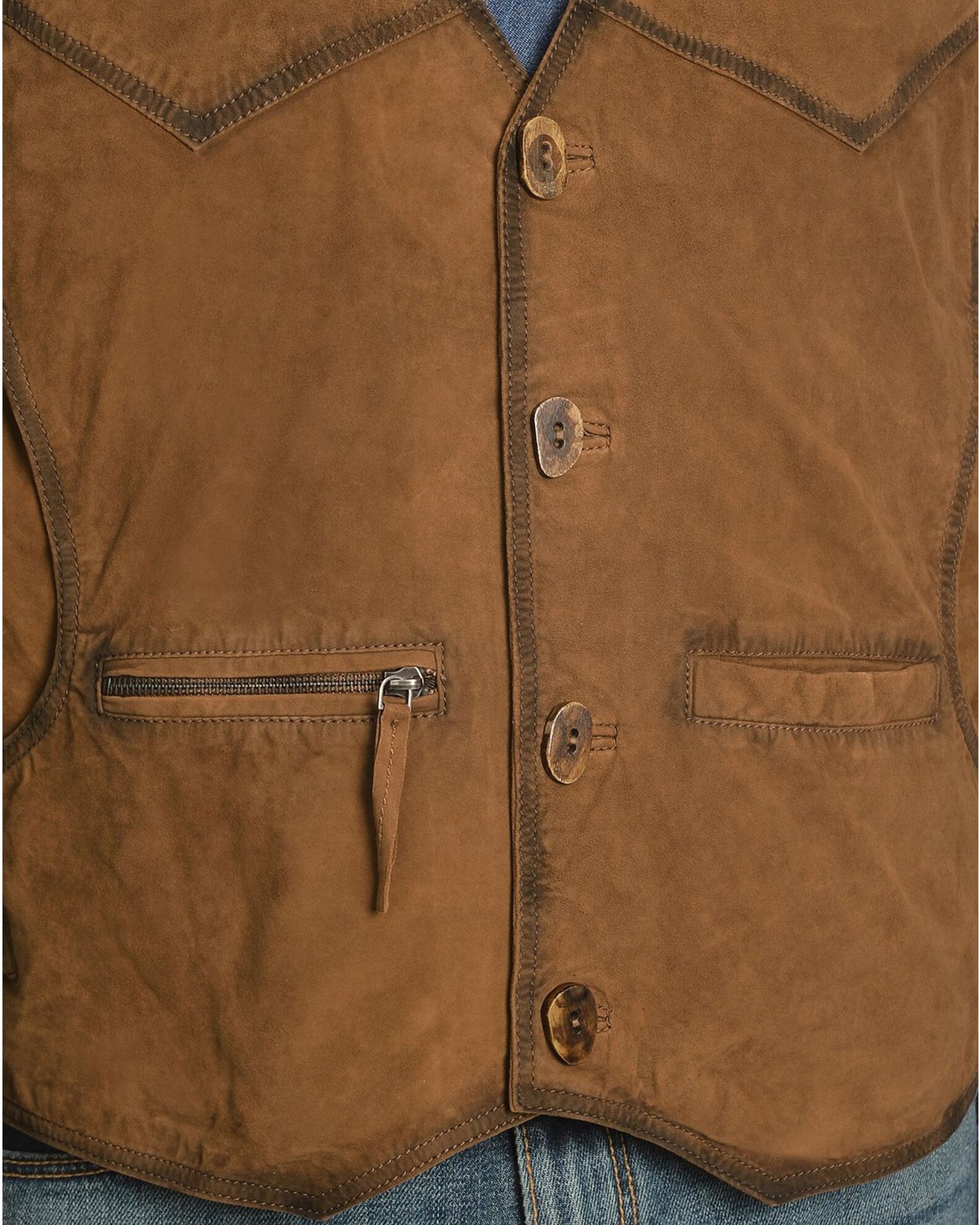 Image #2 - Scully Suede Leather Vest, Brown, hi-res