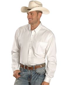 Cinch Men's Solid Button-Down Long Sleeve Western Shirt, White, hi-res