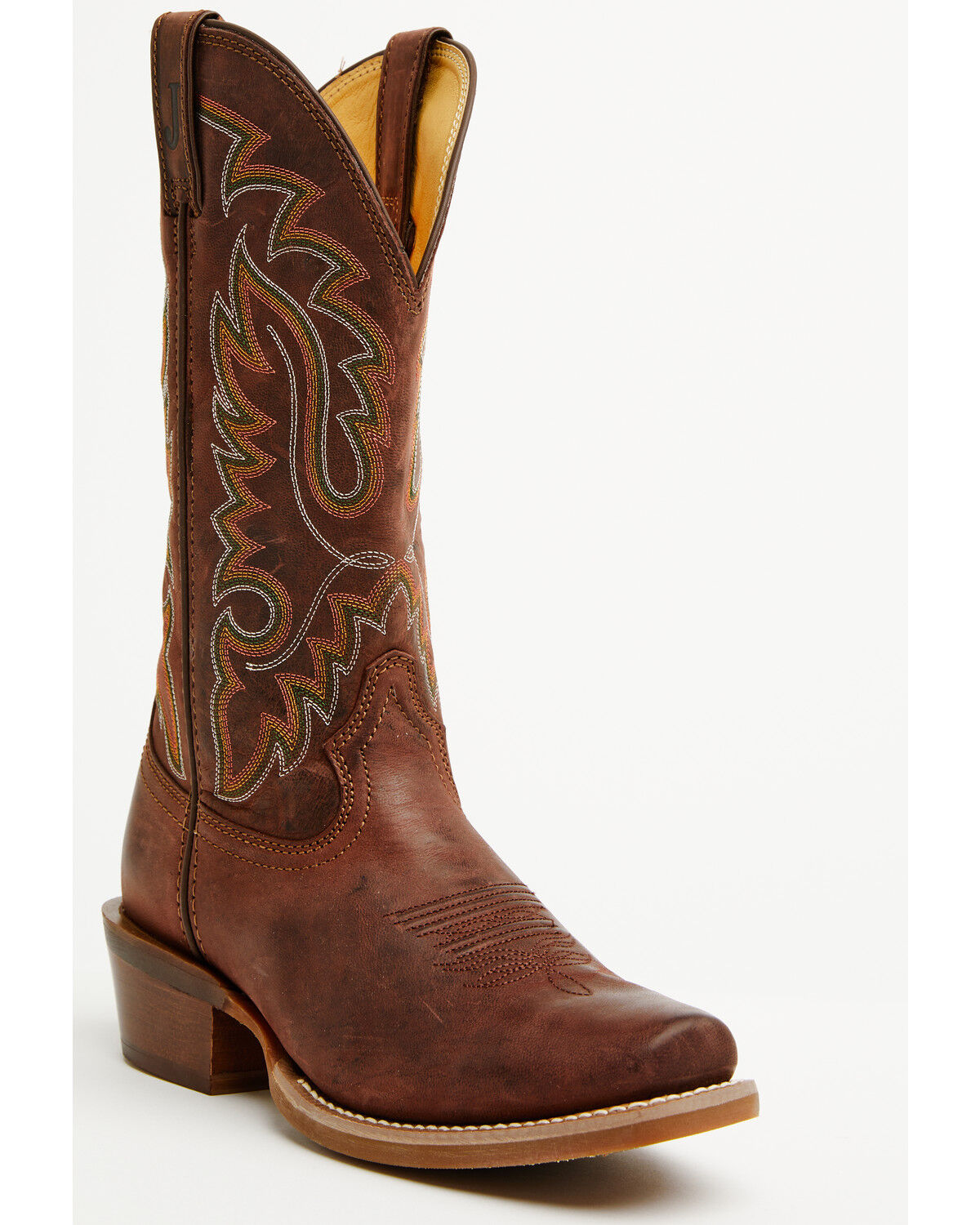 Image #1 - Justin Men's Cowboy Town Bay Western Boots - Square Toe, Brown, hi-res