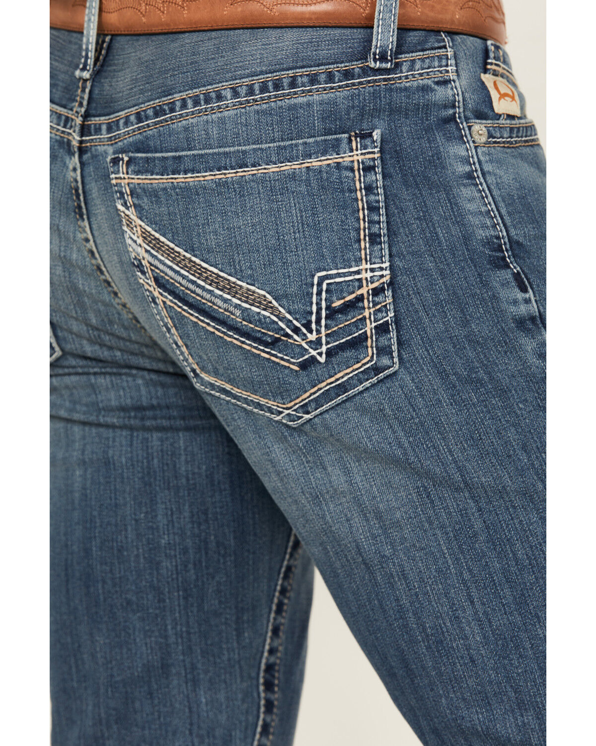 Image #4 - Cinch Men's Ian Medium Stonewash Slim Bootcut Performance Stretch Denim Jeans, Medium Wash, hi-res