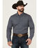 Image #1 - Cody James Men's Chris Geo Print Long Sleeve Button-Down Stretch Western Shirt, Dark Blue, hi-res