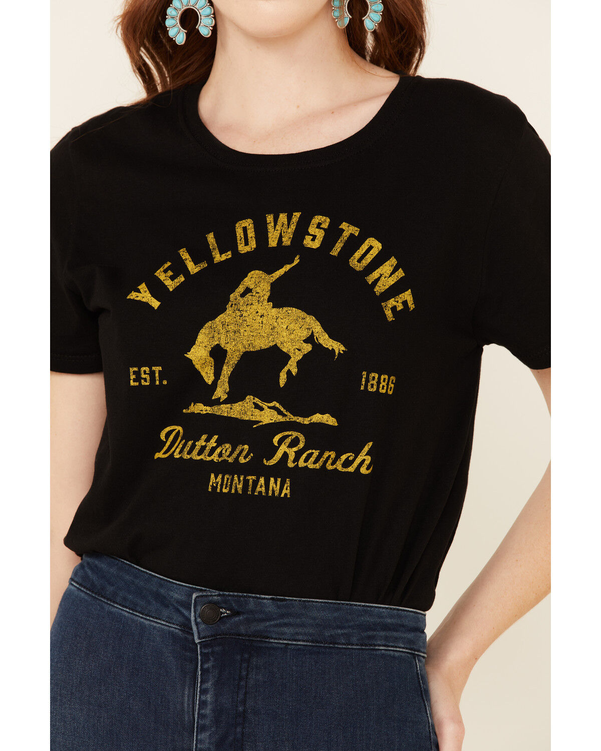 Image #3 - Paramount Network’s Yellowstone Women's Dutton Ranch Graphic Short Sleeve Tee, Black, hi-res