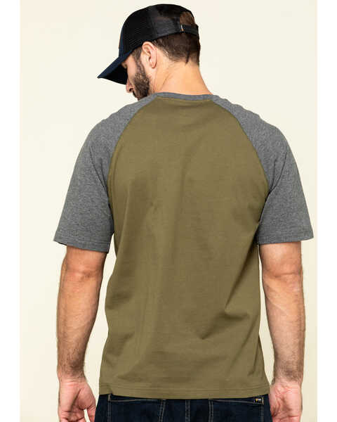 Image #2 - Hawx Men's Olive Midland Short Sleeve Baseball Work T-Shirt , Olive, hi-res