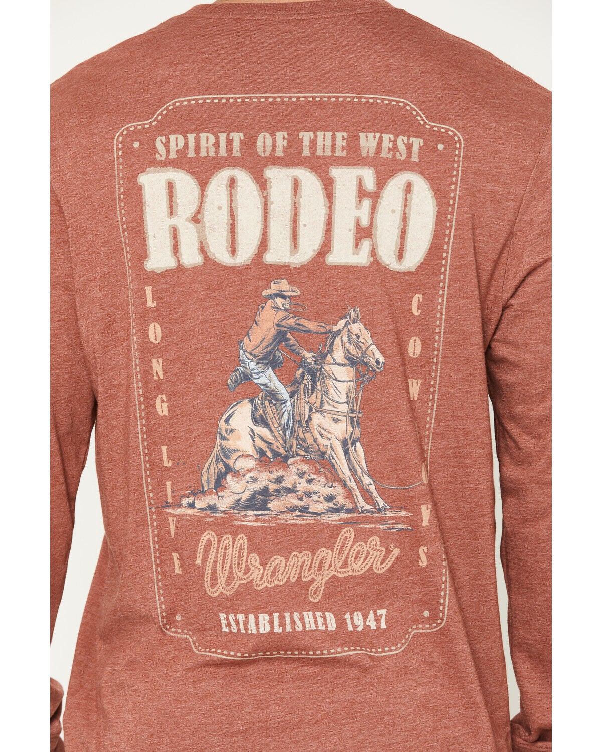 Image #4 - Wrangler Men's Spirit of the West Rodeo Long Sleeve Graphic T-Shirt, Orange, hi-res
