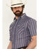 Image #2 - Ely Walker Men's Dobby Striped Print Short Sleeve Snap Western Shirt, Blue, hi-res