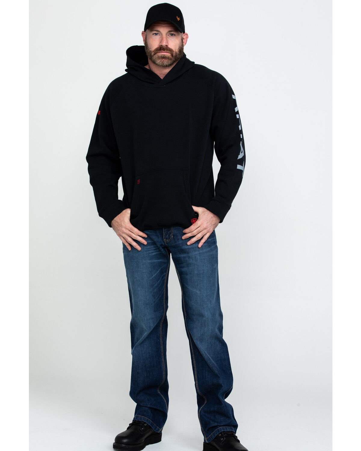 Image #6 - Ariat Men's FR Primo Fleece Logo Work Hooded Sweatshirt - Tall, Black, hi-res