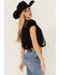 Image #4 - Very J Women's Tulle Short Sleeve Shirt, Black, hi-res