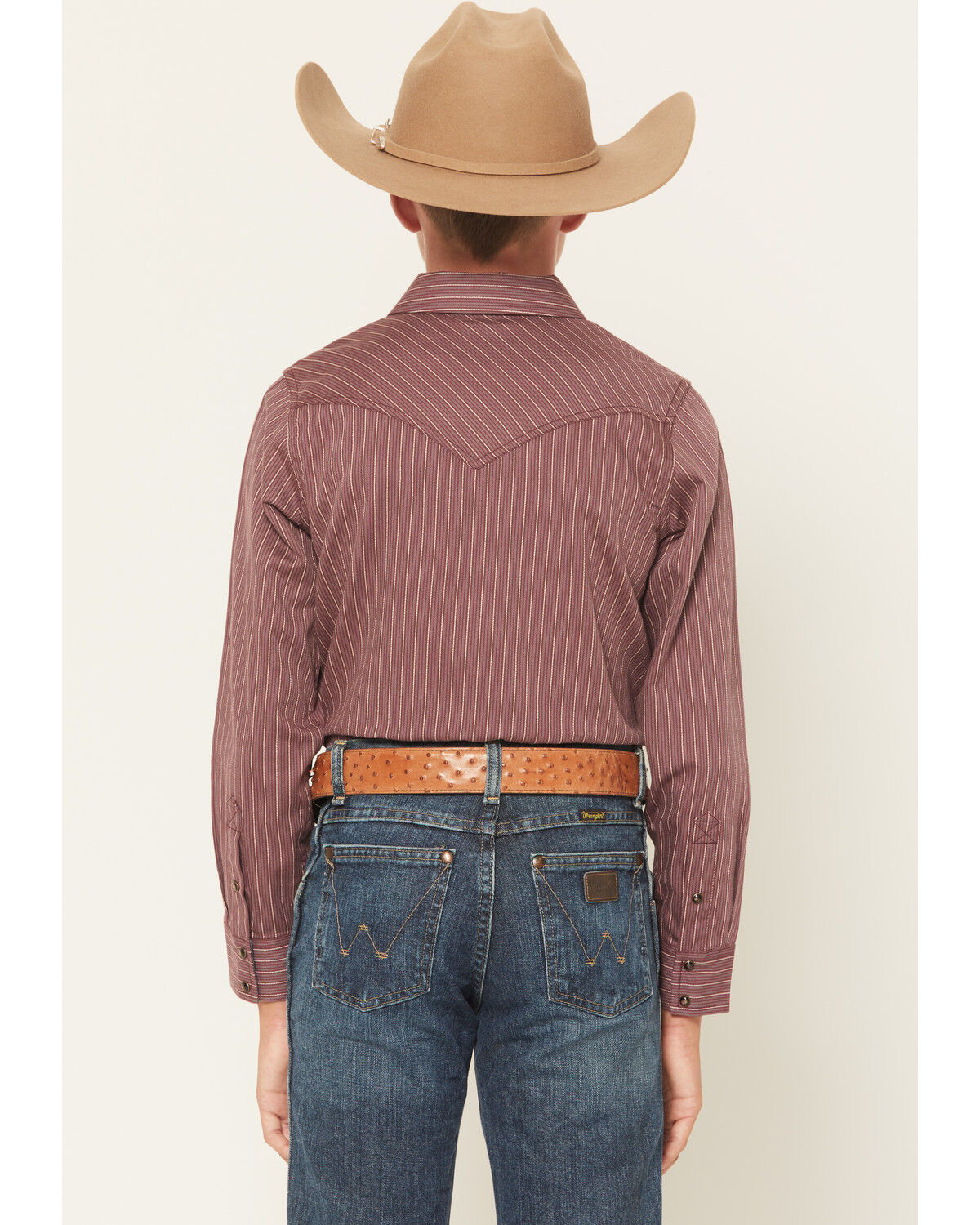 Image #4 - Cody James Boys' Everest Peak Striped Print Long Sleeve Snap Western Shirt, Burgundy, hi-res