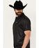 Panhandle Men's Geo Print Short Sleeve Performance Button-Down Polo, Black, hi-res