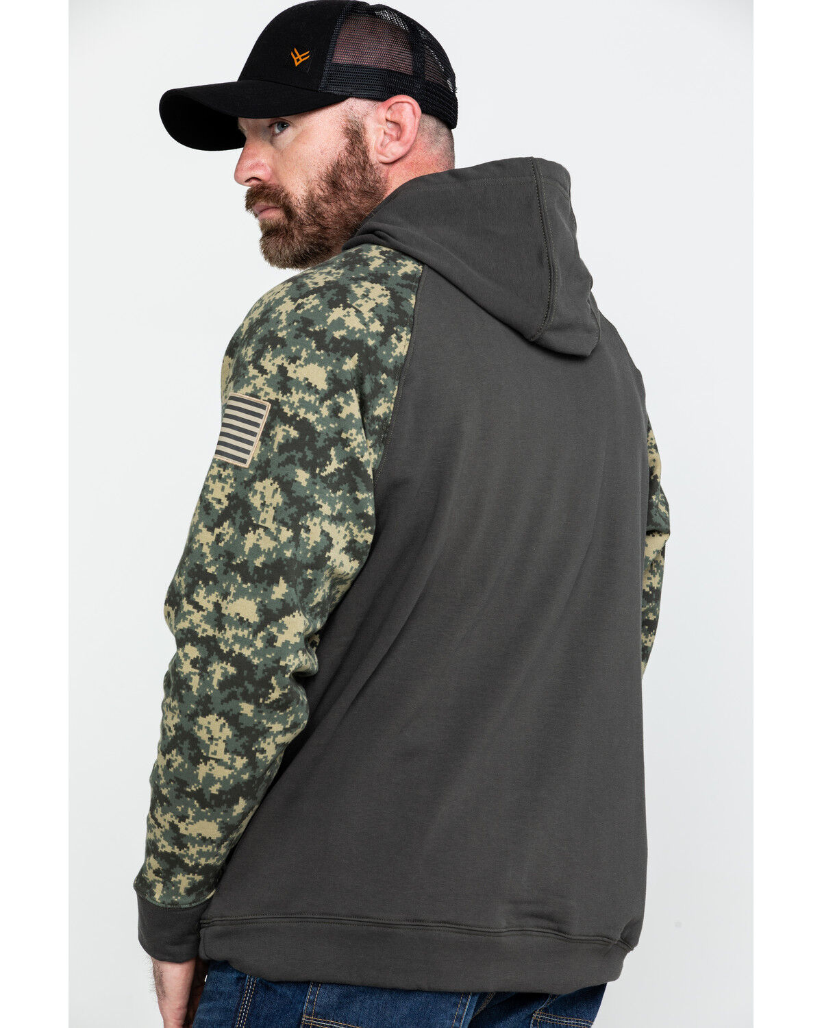 Image #2 - Ariat Men's FR Durastretch Camo Patriot Hooded Work Sweatshirt - Tall, Camouflage, hi-res