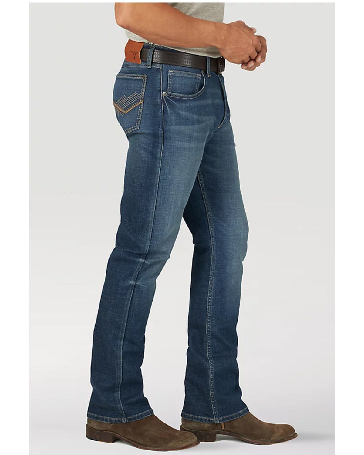 Image #1 - Wrangler 20X Men's No.42 Vintage Dark Wash Stretch Slim Brumsley Bootcut Jeans - Tall, Blue, hi-res