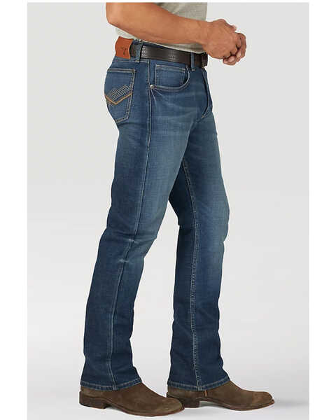 Wrangler 20X Men's No.42 Vintage Dark Wash Stretch Slim Brumsley Bootcut Jeans  - Tall , Blue, hi-res