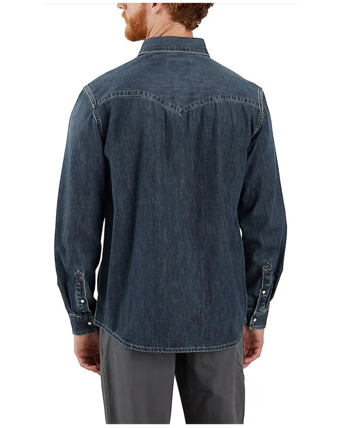 Image #2 - Carhartt Men's Montana Relaxed Fit Medium Washed Long Sleeve Snap Denim Work Shirt, Indigo, hi-res