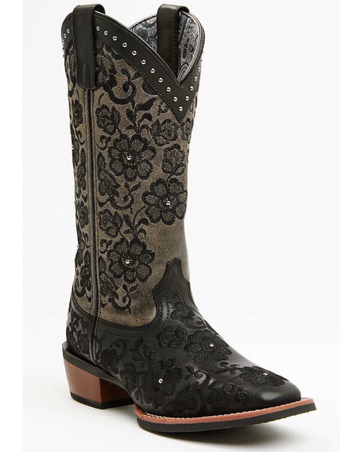 Laredo Women's Flora Performance Western Boots - Broad Square Toe, Black, hi-res