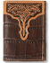Image #1 - Ariat Men's Tri-Fold Croc Floral Embossed Wallet , Brown, hi-res