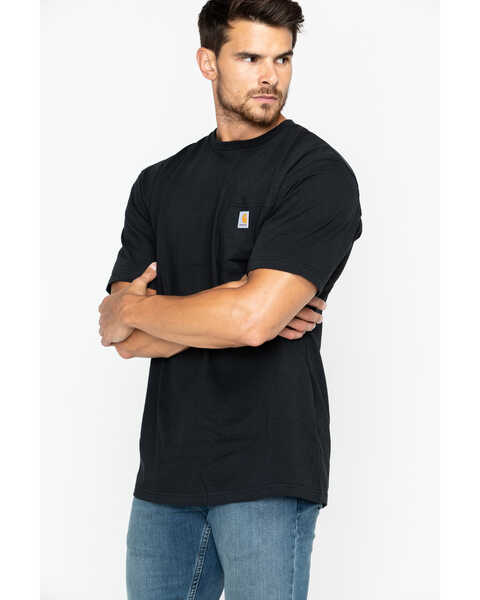 Carhartt Men's Loose Fit Heavyweight Logo Pocket Work T-Shirt, Black, hi-res