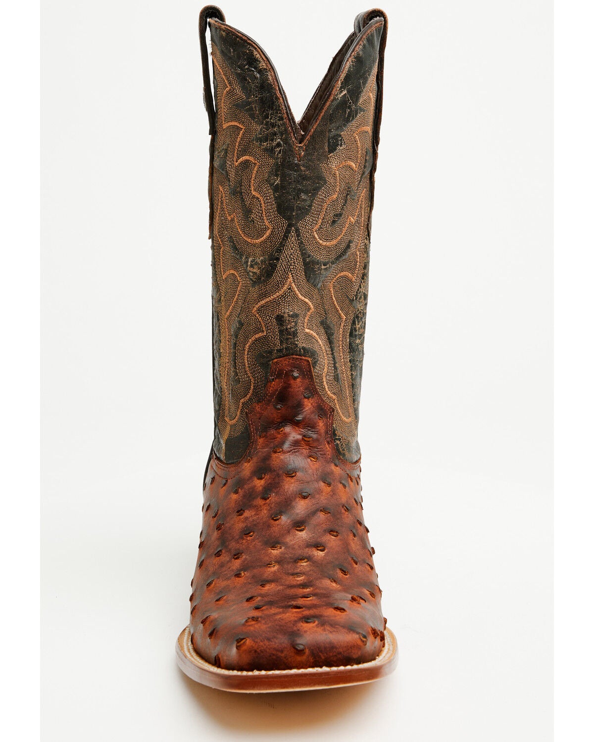Image #4 - Tanner Mark Men's Exotic Ostrich Print Western Boots - Broad Square Toe, Brown, hi-res