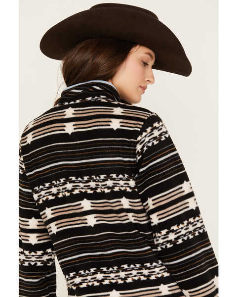 Image #4 - Cinch Women's Southwestern Striped Polar Fleece Pullover, Black, hi-res