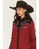 Image #2 - Panhandle Slim Women's Boot Barn Exclusive Long Sleeve Retro Embroidered Challis Mini Dress, Burgundy, hi-res