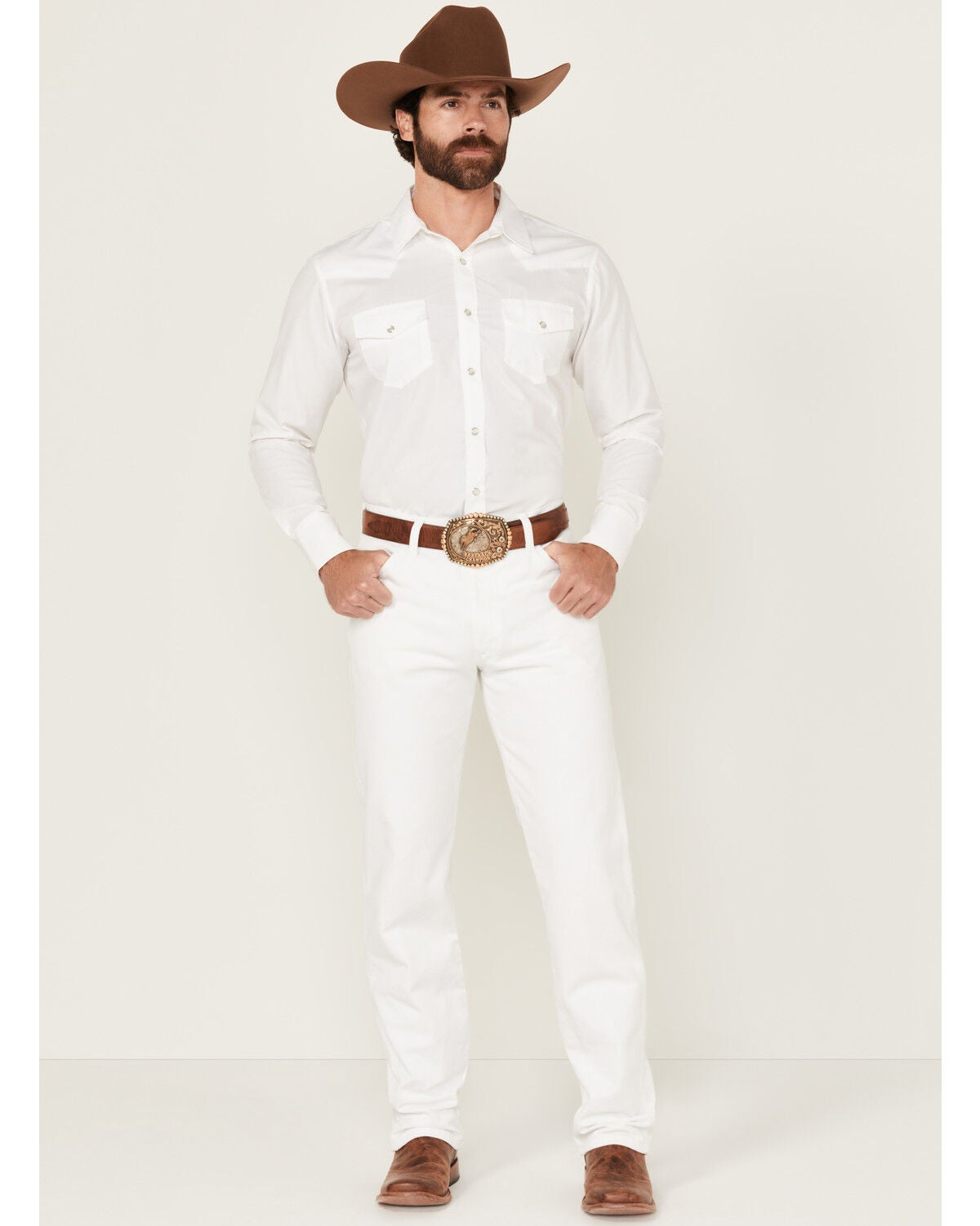 Wrangler Men's 13MWZ Cowboy Cut Original Fit Denim Jeans, White, hi-res